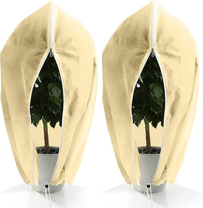 LangRay Plant Covers Freeze Protection, Winter Frost Cloths 2.8oz/yd² with Zipper and Drawstring, Garden Cover Protective Blankets for Outdoor Plants Fruit Palm Olive Trees (31in*47in 2pcs)