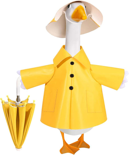 Raincoat Goose Outfit Porch Goose Clothes for 23" Lawn Outdoor Garden Yard Patio Statue Spring Decor (Yellow)