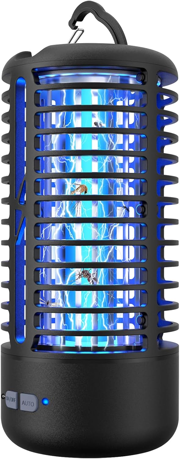 Rechargeable Bug Zapper （2 Pack）, Portable Electric Mosquito Killer for Indoor & Outdoor Fly Trap for Camping, Patio, Garden, Kitchen, and Porch (Black)