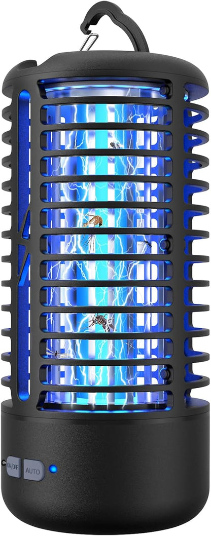 Rechargeable Bug Zapper （2 Pack）, Portable Electric Mosquito Killer for Indoor & Outdoor Fly Trap for Camping, Patio, Garden, Kitchen, and Porch (Black)