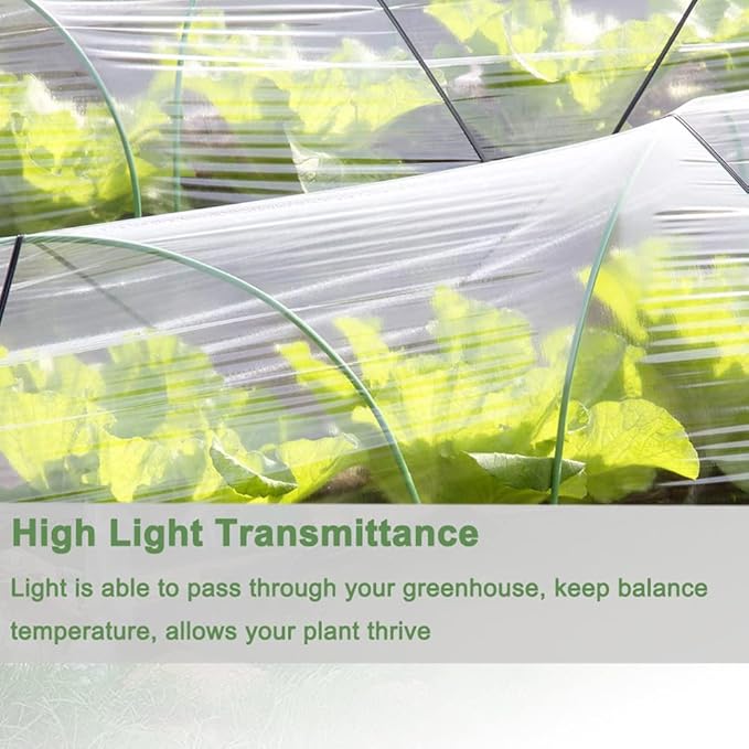 Yowlieu 2 Pcs 6.5'x 9.8' Clear Greenhouse Plastic Sheeting, 6 Mil UV Resistant Polyethylene Greenhouse Film Hoop Green House Plastic Cover for Farms, Agriculture, Garden
