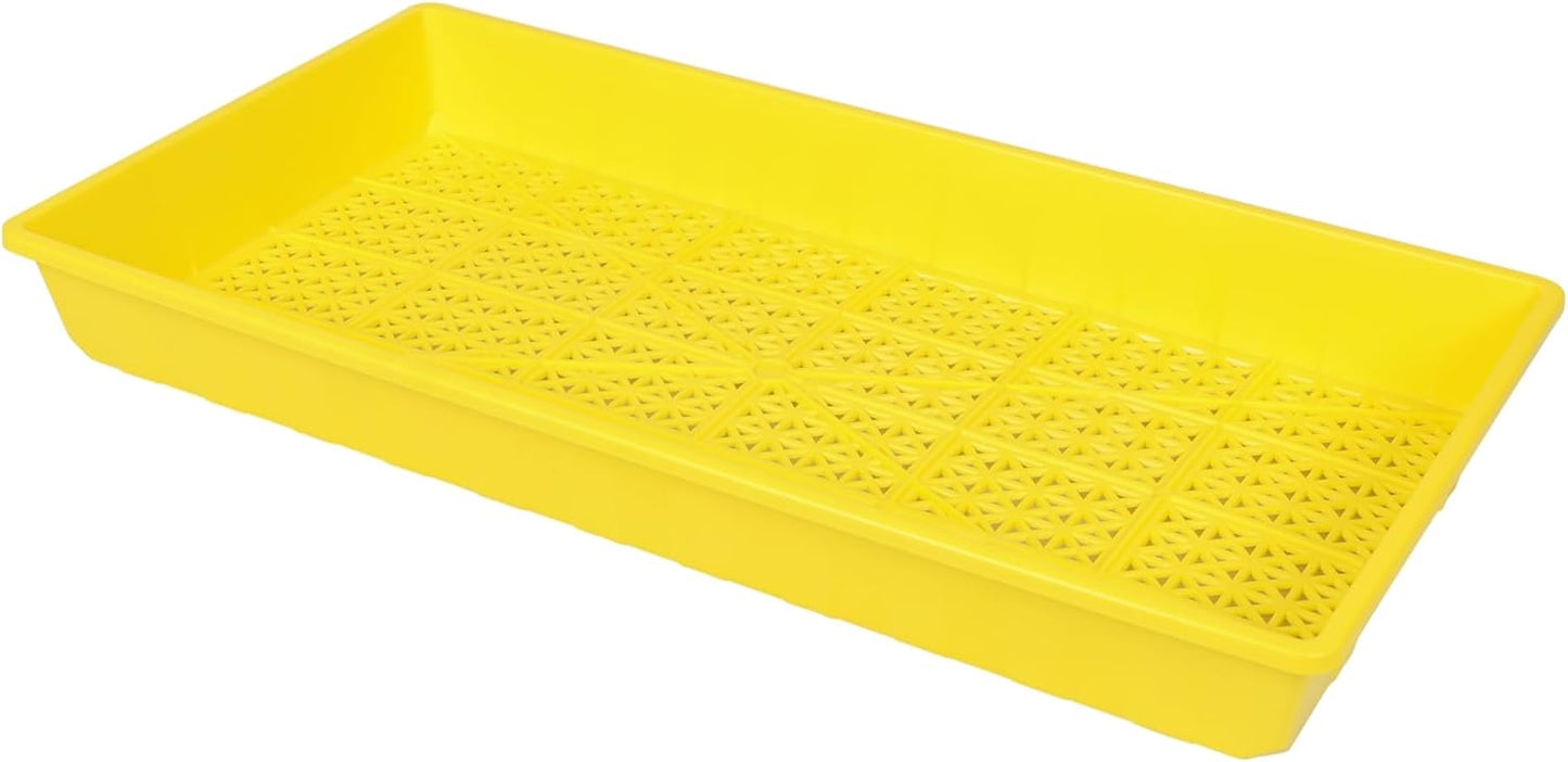 SUNPACK 10" x 20" Heavy Duty Mesh Plastic Seed Starting Tray, Yellow, 2.3" - Ensures Water Drainage and Aeration, Perfect for Greenhouses or Indoor Gardening