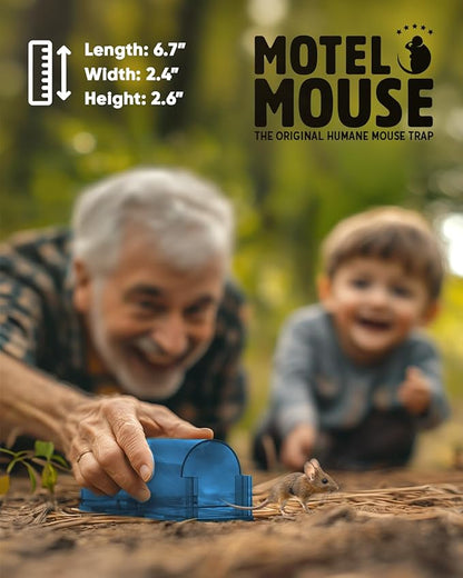 Motel Mouse Humane No Kill Live Catch and Release Mouse Traps, Reusable with Cleaning Brush - 4 Pack