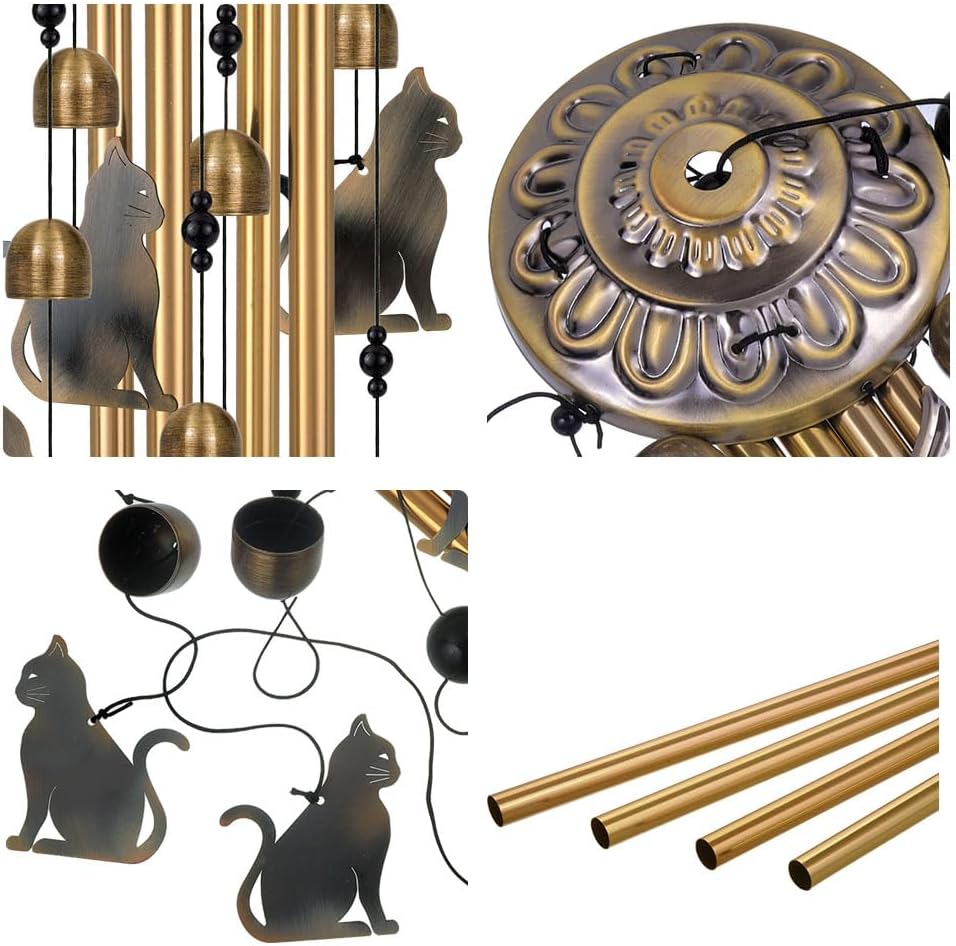 Bronze Cats Wind Chimes Decor, Mobile Blessing Wind Bells Decorate, Sympathy Wind Catcher, Memorial Gifts for Mom,Grandma,Woman (Housewarming/Outside/Indoor/Home/Room/Porch/Yard/Garden Decoration)