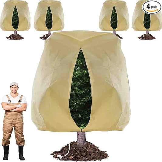 TCBWFY 95x80 Inch Huge Plant Covers Freeze Protection Frost Cloth for Outdoor Plants,2.82oz/yd² Thickened Winter Tree Covers with Zipper Drawstring,4 Pack Frost Blanket from Wind,Pest and Animal