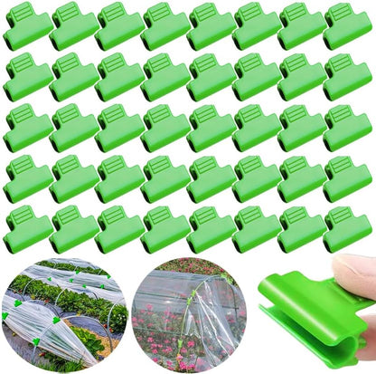 40pcs Greenhouse Netting Clamps, 16mm Garden Hoops Plant Clips, Outside Patio Film Row Cover Netting Tunnel Frame for Fixing PVC Tubes Shading Net Rod Shelters Clip, Plastic, Non-Slip, Green