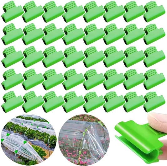 40pcs Greenhouse Netting Clamps, 16mm Garden Hoops Plant Clips, Outside Patio Film Row Cover Netting Tunnel Frame for Fixing PVC Tubes Shading Net Rod Shelters Clip, Plastic, Non-Slip, Green