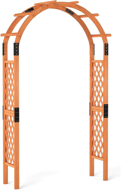 Moccha 7.7 FT Garden Arbor, 93" Wood Arbor Trellis for Climbing Plants, Rose, Ivy, Outdoor Archway Pergola, Solid Wood Backdrop Stand, Garden Arch for Lawn Patio Bridal Party Pathway Ceremony Wedding