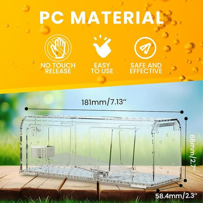 Humane Mouse Trap, No Kill Live Catch and Release Mouse Traps for Small Rat Rodent, Mousetrap Catcher Indoor and Outdoor, Easy to Use & Clean Reusable and Release Mice, 2PCS