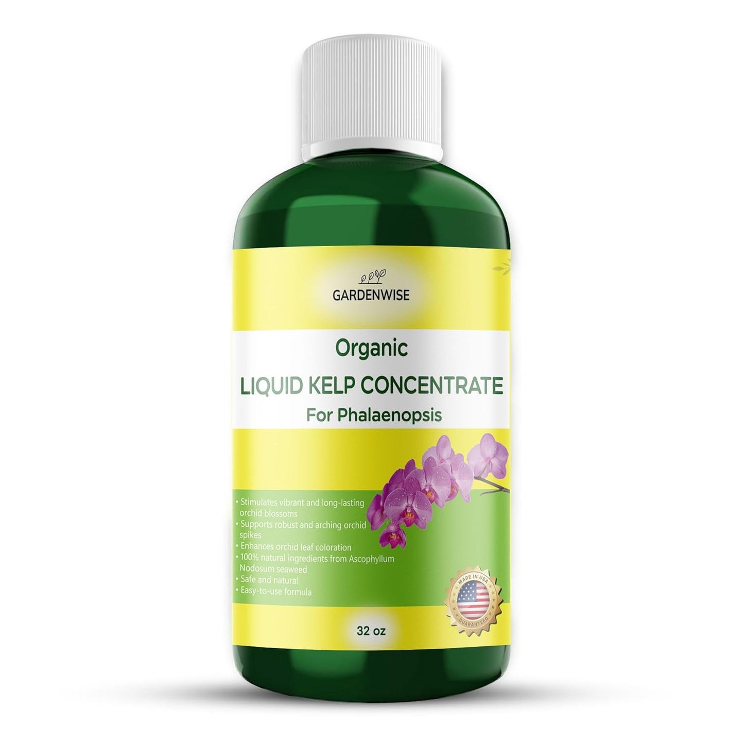 Organic Premium Kelp Seaweed Concentrate: Fertilizer for Phalaenopsis Orchids – Liquid Plant Fertilizer – Orchid Bloom Booster – Seaweed Extract for Plants (32 OZ)