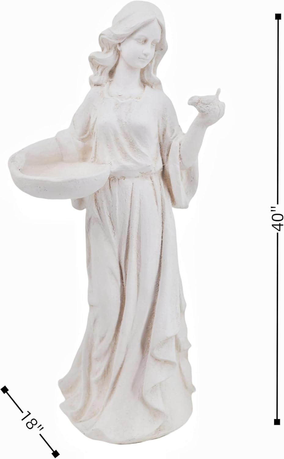 Garden Nymph Girl Maid Statue 40'' Super High Woman Garden Statue with Holding Birdbath Bird Bath Bowl Outdoor Patio Yard Lawn Decor