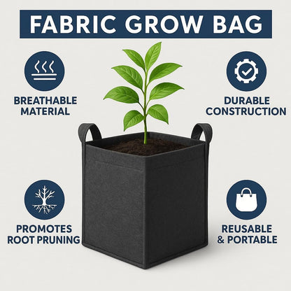 Square Geo Fabric Grow Bag 400 GSM Durable Breathable UV Resistant Reusable Plant Container for Herbs, Vegetables Flowers Space Saving Gardening Pack of 2 (Green, 15 inch) (Black)