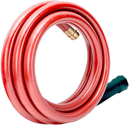 Solution4Patio Short Lead-in Red Garden Hose 5/8 in. x 10 ft. -Kink Free, No Leaking, Male/Female Fittings -Heavy Duty Durable Flexible Lightweight Water Pipe -Brass Aluminum Ends for Household & Yard