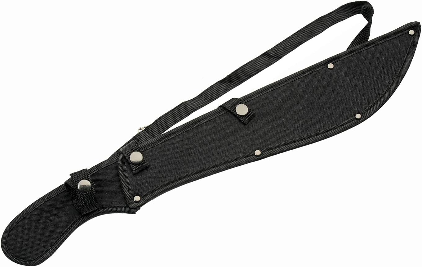 Szco Supplies 21” Full-Tang Curved Sawback Machete with Cord-Wrapped Handle, 420 Stainless Steel Blade, and Nylon Sheath for Camping, Hiking, and Survival