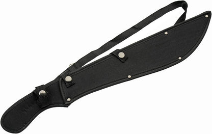 Szco Supplies 21” Full-Tang Curved Sawback Machete with Cord-Wrapped Handle, 420 Stainless Steel Blade, and Nylon Sheath for Camping, Hiking, and Survival