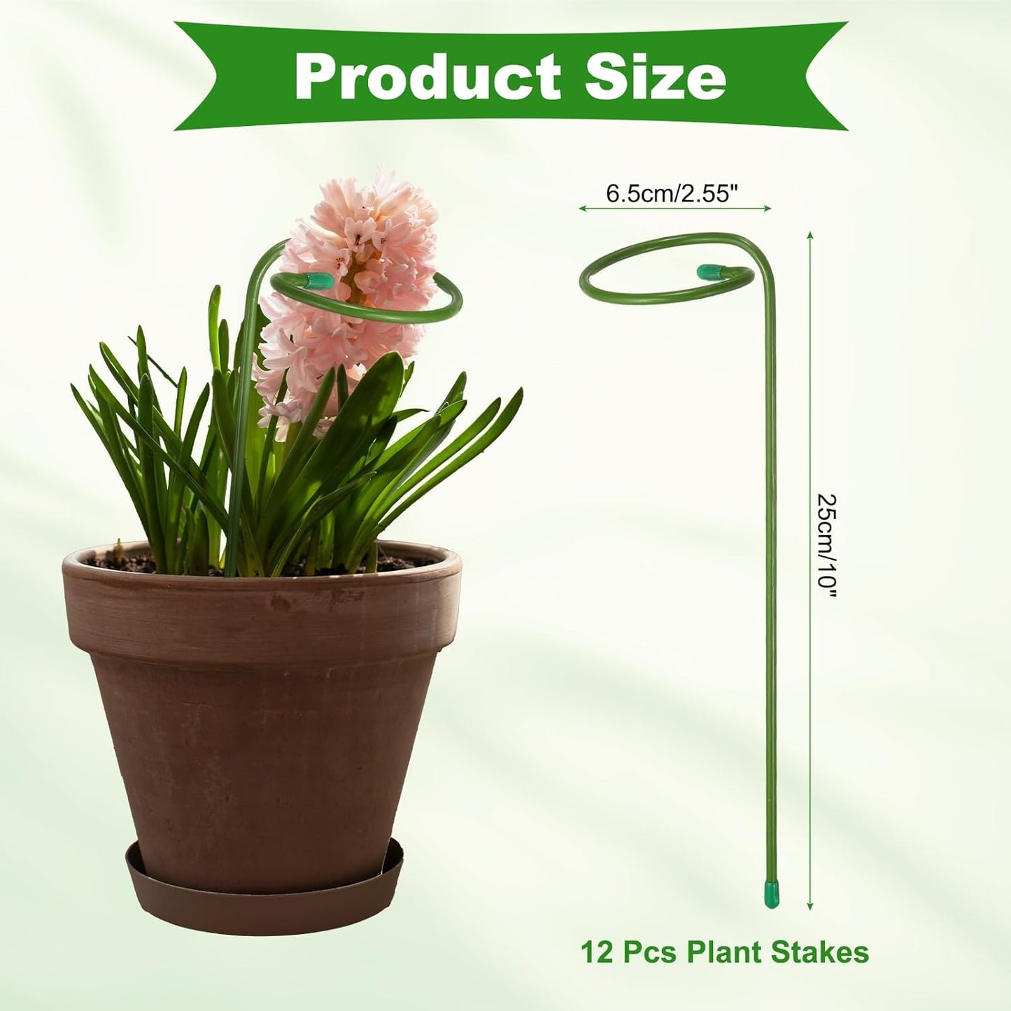 uxcell 12pcs Plant Support Stakes, 10inch Single Stem Stakes Garden Plant Cage Support Rings for Orchid Rose Tomato Peony Flowers