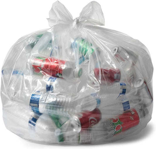 Aluf Plastics 55-60 Gallon 1.5 MIL Clear Garbage Bags - 38" x 58" - Pack of 50 - For Contractor