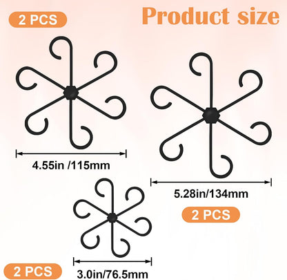 6PCS Plant Stem Support, 3 Sizes Climbing Houseplant Stem Holder, Plastic Reusable Flower Trellis Stem Hook Plant Care Growth Accessories for Flower Plants Indoor Outdoor - Black, 5.28"/4.55"/3"