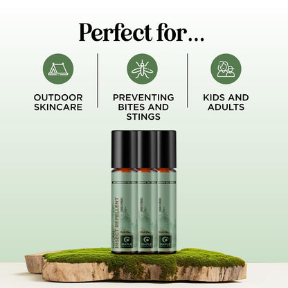 Natural Roll on Bug Repellent Stick - DEET Free Insect Repellent Stick for Kids & Adults for Ticks & Mosquitoes - Made with Citronella Rosemary & Lemongrass - Light Scent Vegan Cruelty Free (3 Pack)