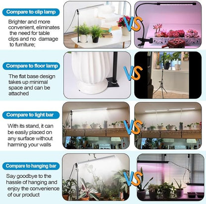 JCBritw Standing LED Grow Light，Adjustable T12 Bar Plant Light, White 6500K Full Spectrum Plant Grow Lamp on Stand for Indoor Plants Seed Starting, Seedlings, Veg, Flower