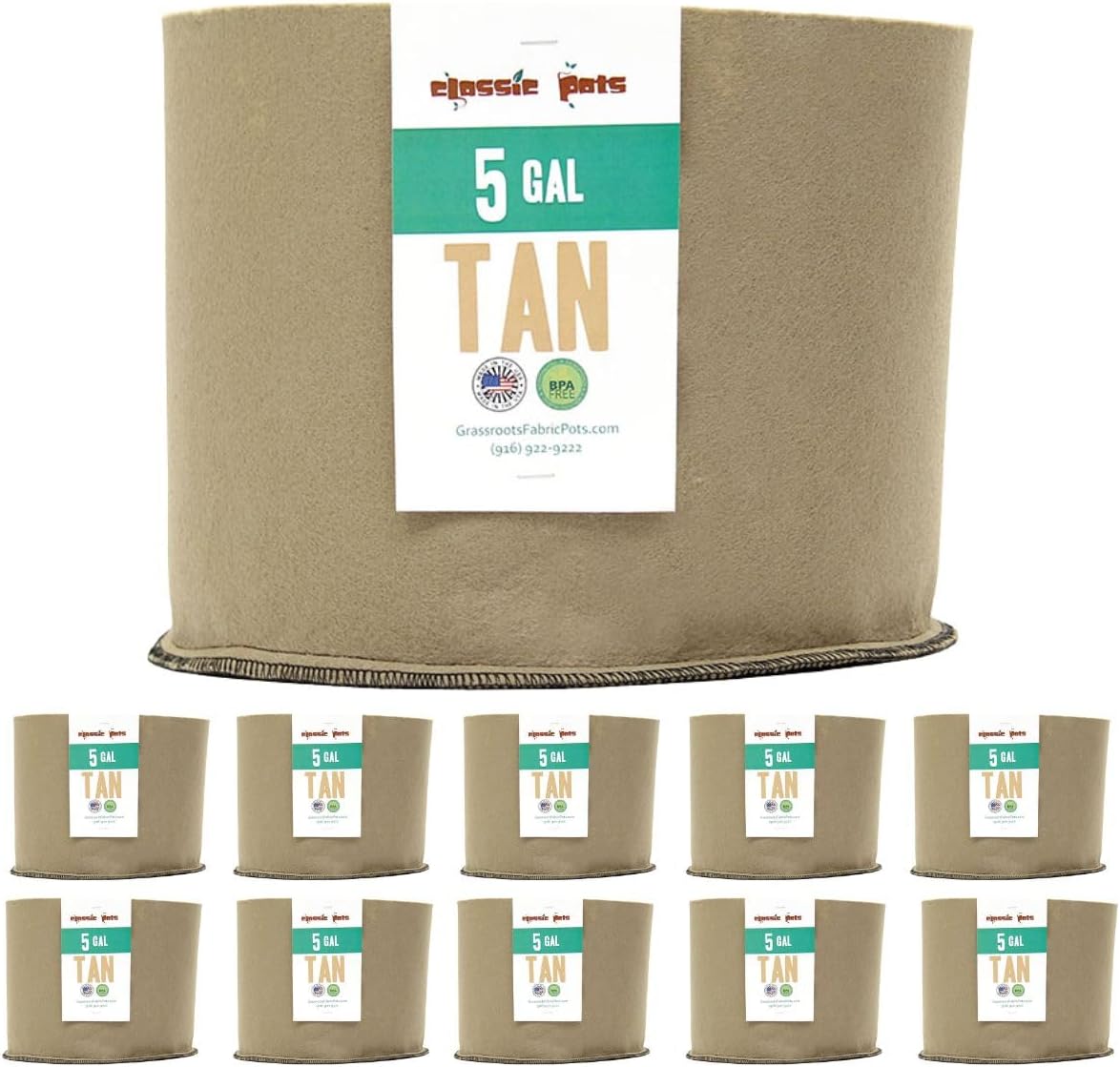 Sustainable Village Grassroots Classic Fabric Pots (10, 5 Gallon)