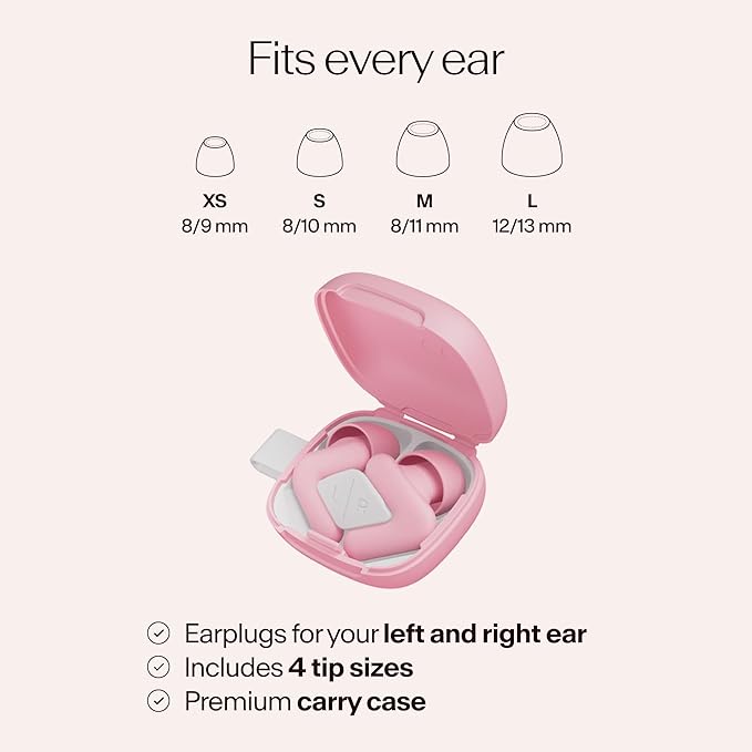 Alpine Silence Earplugs for Sleep, Focus & Travel - V-Shape Snug Fit & Soft Oval Tips – 4 Sizes