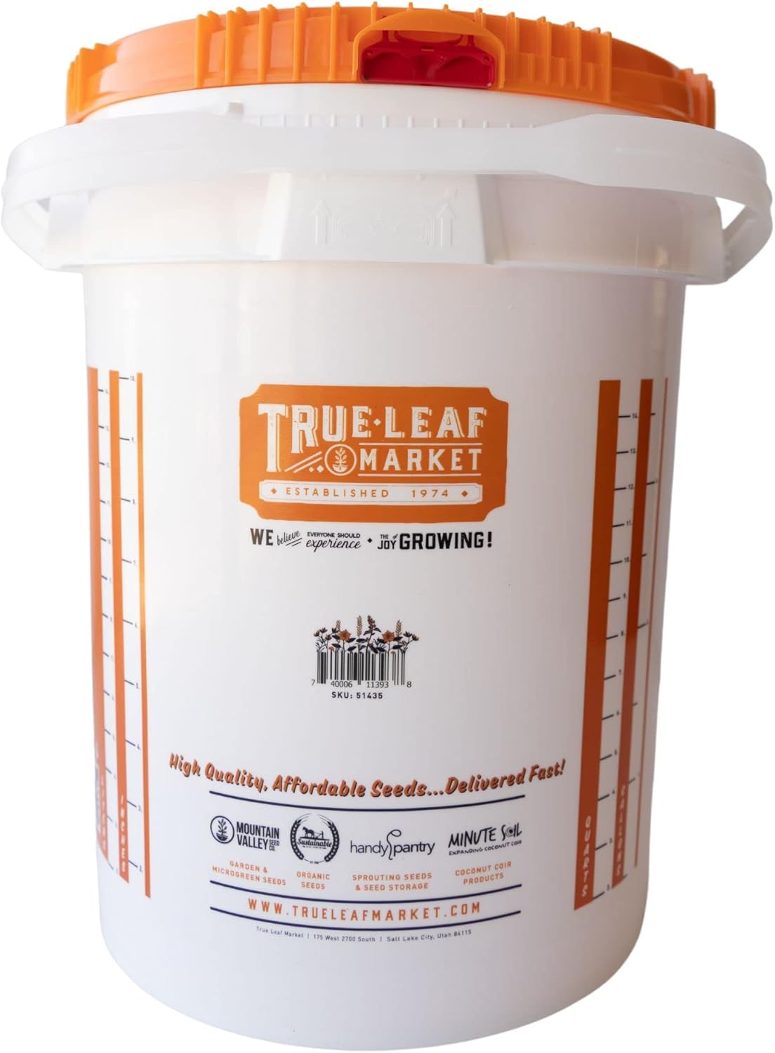 5 Gallon Bucket with Easy On/Off Ratcheting Lid - 3 Buckets - HDPE, Food Grade, BPA Free - Gardening & Composting Info - All Purpose Pail