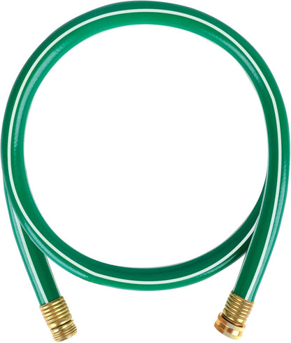 Worth Short Lead-in Green Garden Hose 5/8 in. x 6 ft. -Kink Free, No Leaking, Male/Female Fittings -Heavy Duty Durable Flexible Lightweight Water Pipe -Brass Aluminum Ends for Household & Yard Use