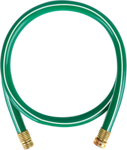Worth Short Lead-in Green Garden Hose 5/8 in. x 6 ft. -Kink Free, No Leaking, Male/Female Fittings -Heavy Duty Durable Flexible Lightweight Water Pipe -Brass Aluminum Ends for Household & Yard Use