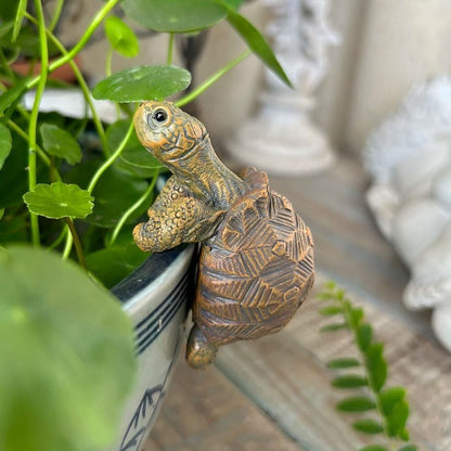 Banax Turtle Flower Pot Hanger, Resin Turtle Figurine, Cute Animal Hanging Resin Turtles Decor, Flower Pot Gift, Can Be Used As Garden Decoration Plant Decoration（Light Brown）