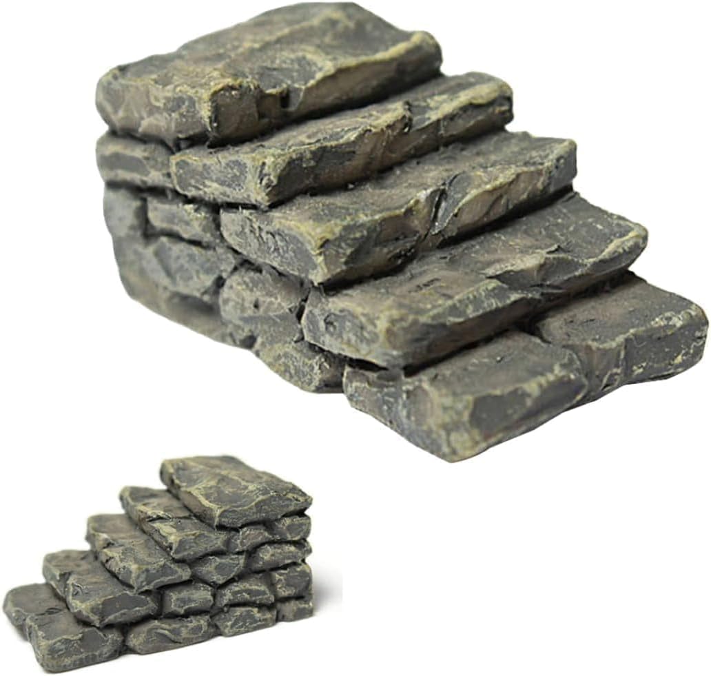 3 Pcs Miniature Resin Bridge Stair Stone Straight Bridge Stairs Stone Steps Garden Fairy Ornament Flower Pot Plant Micro Landscaping Decor Bonsai Craft Straight Stairs Outdoor Statues Outdoor Décor