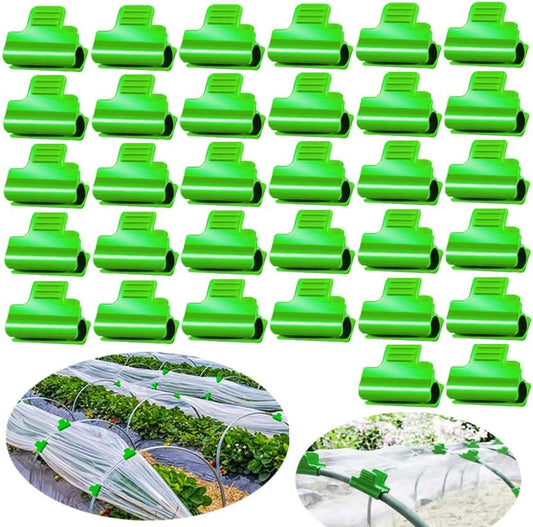 32pcs Greenhouse Frame Clips, 25mm Fixed Greenhouse Pipe Clamp Shading Film Row Tunnel Hoops Windproof Set for Greenhouses Plant Frame Shelter Netting Cover Replacement, for 24-26mm PVC Tubes
