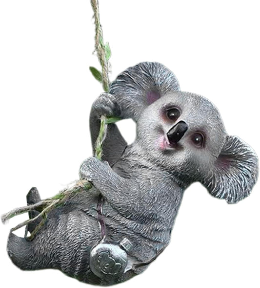 Outdoor Koala Resin Hanging - Rope Decor Statue, Animal Suspended Ornament, Ideal for Outdoor Patio, Lawn & Courtyard Decoration, Housewarming Gift for Friends