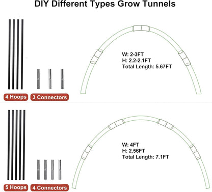 Greenhouse Hoops Grow Tunnel, 5 Sets of 7FT Garden Hoops for Raised Beds, Rust-Proof Fiberglass Frame for Garden Netting, Greenhouse Kit, Plant Shade Cloth, Plant Row Cover, 25 pcs