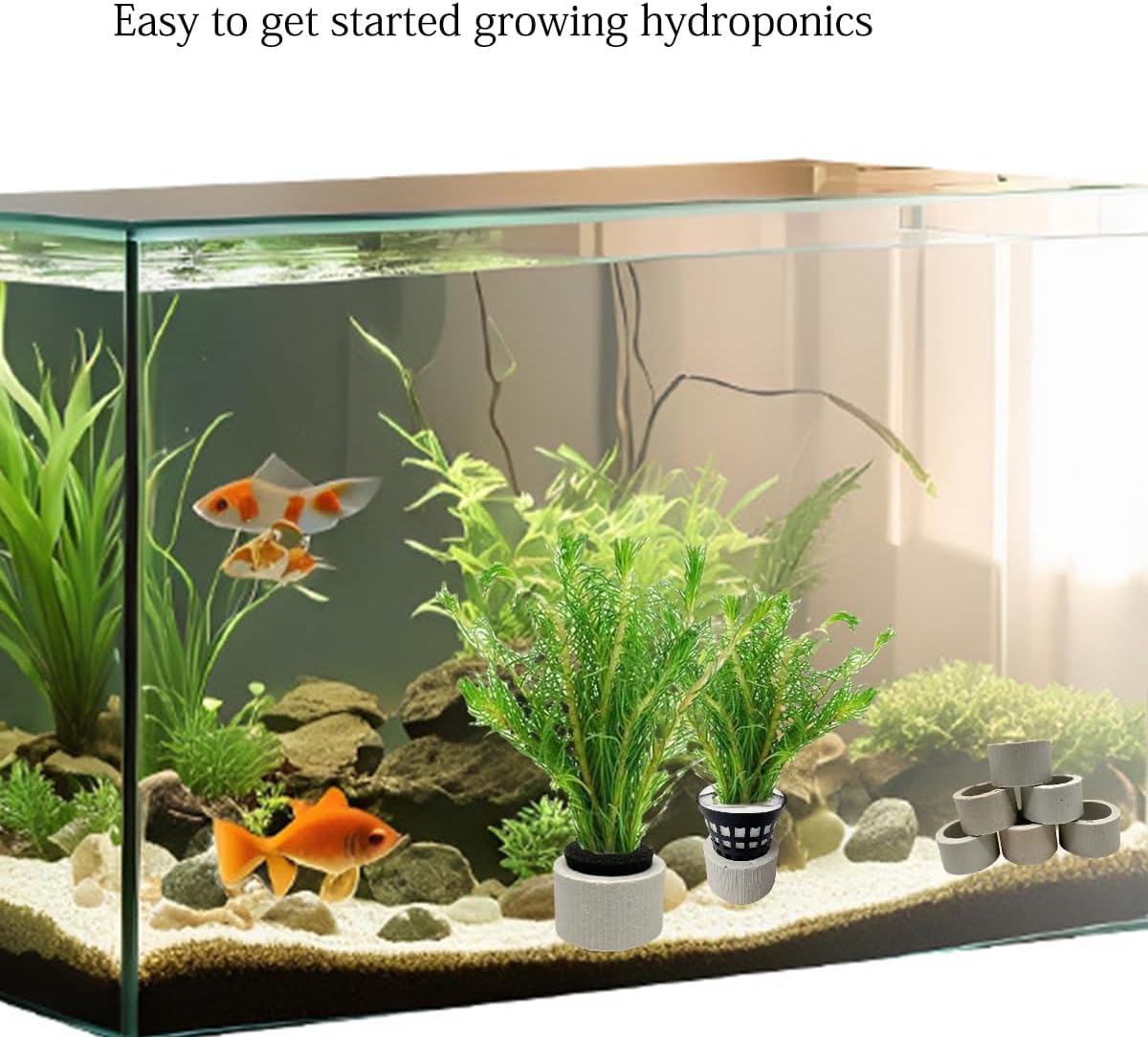 40 Pcs Aquatic Plants Fixed Rings Set, Anti-Floating Ceramic Aquarium-Plant Rings Plant Weights Pot, AquaticPlant Fixed Holder Aquarium-Landscape Decoration Fish Tank Accessories