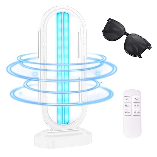UV Light Sanitizer,UVC Home Disinfection Device 4-Speed Timing and Remote Control,Ultraviolet Light Sanitizer,UV Lamp for Whole Room,White