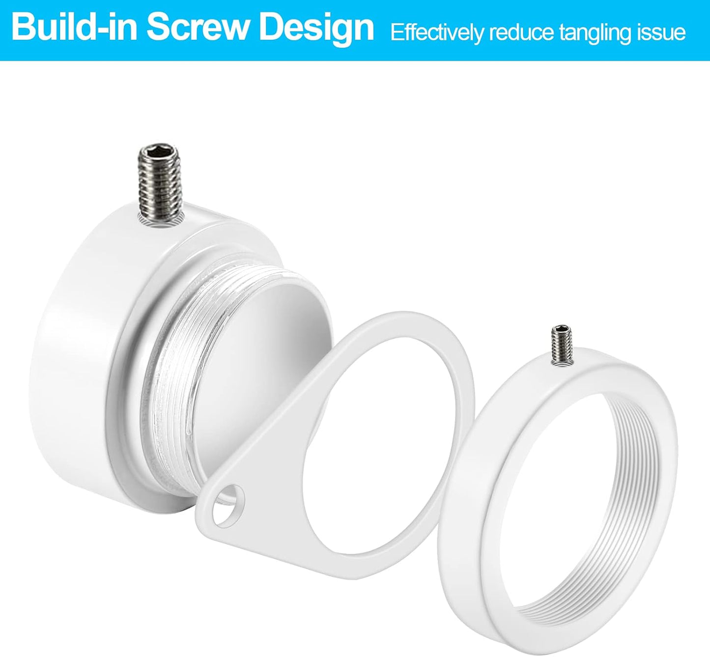 1" White Flag Pole Rings, 2 Pcs Anti Wrap Aluminum Alloy Flag Pole Clips Swivels, 360° Rotating Flagpole Flag Mounting Rings, Spinning Flag Pole Kit for 0.75-1.02" Diameter (1 Inch, White)