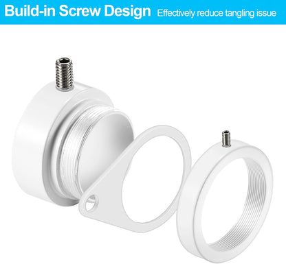 1" White Flag Pole Rings, 2 Pcs Anti Wrap Aluminum Alloy Flag Pole Clips Swivels, 360° Rotating Flagpole Flag Mounting Rings, Spinning Flag Pole Kit for 0.75-1.02" Diameter (1 Inch, White)