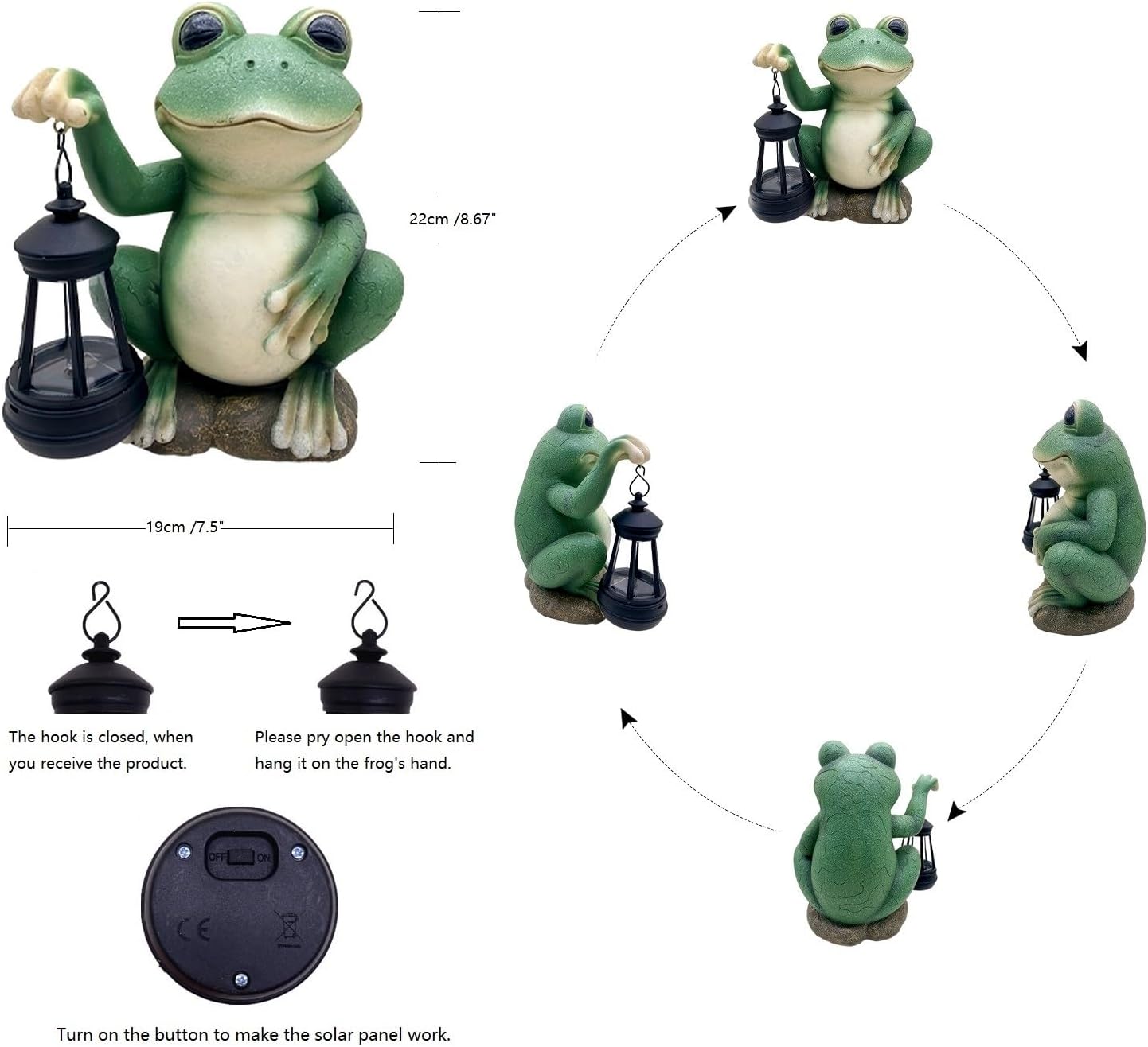 Large Frog Garden Decor for Outside Solar Powered Sculptures for Yard Patio Cute Animal Statues Housewarming Outdoor Ornaments