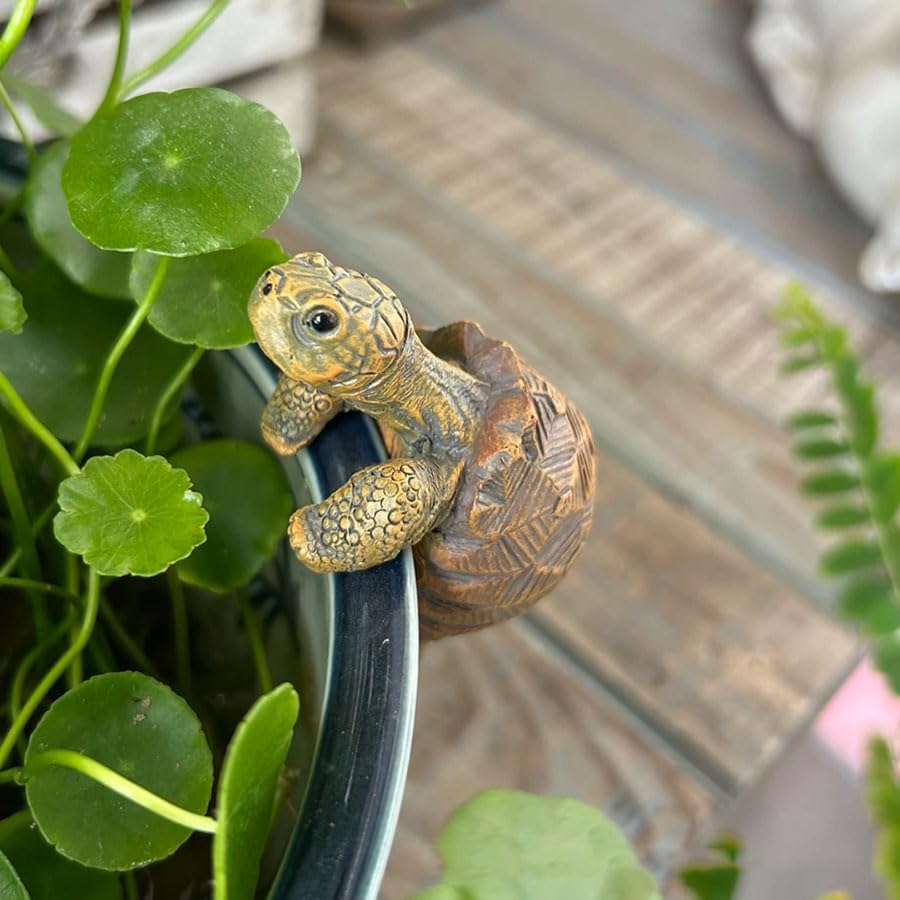 Banax Turtle Flower Pot Hanger, Resin Turtle Figurine, Cute Animal Hanging Resin Turtles Decor, Flower Pot Gift, Can Be Used As Garden Decoration Plant Decoration（Light Brown）