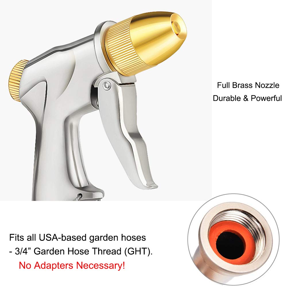 FANHAO Upgraded 100% Metal Garden Hose Nozzle Heavy Duty, High Pressure
