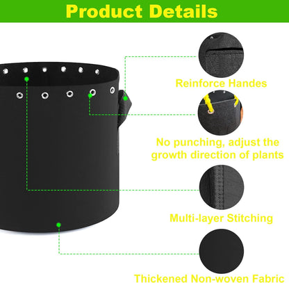 5 Gallon Fabric Pots with Holes 5 Packs with Handles Plant Grow Bags