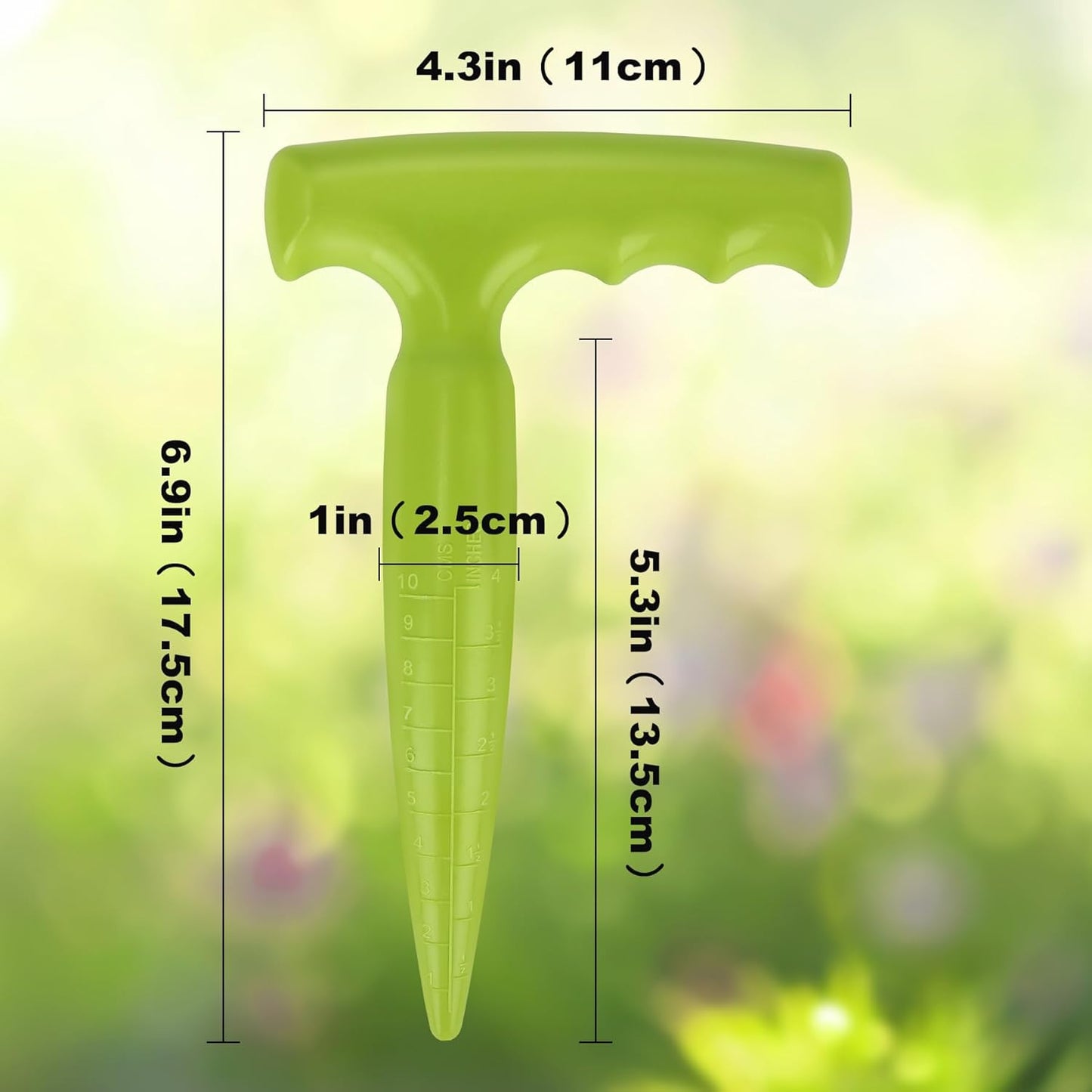 Seed Planter Tool, 6.9" Dibber Garden Tool, Plastic Seed Dibbler for Planting, Bulb Digger Garden Planter with Handle for Sowing Seeds, Planting, Bulbs, Digging (Light Green)