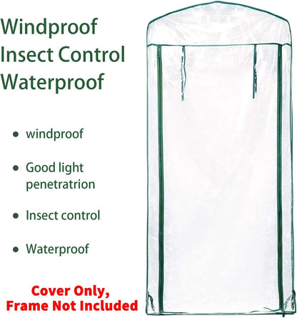 4 Tier Roll-Up Zipper Door Greenhouse Replacement Cover- 63 x 27 x 19 Inch Clear PVC Plant Greenhouse Cover for Gardening Plants Cold Frost Protection Wind Rain Proof (Frame NOT Include)