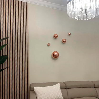 Nerien Gazing Ball, Stainless Steel Garden Mirror Globe, Polished Ornament Sphere, Hollow Floating Reflective Hemisphere, for Home Outdoor Pond Housewarming Swimming Pool Decoration, Rose Gold, 5Pcs