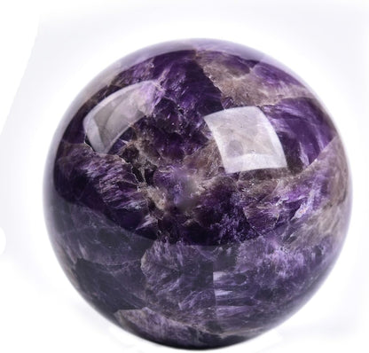 JIC Gem Chevron Amethyst Crystal Ball Healing Crystals Sphere with Wooden Stand Meditation Home Decor 2.3-2.7 inch (60-70mm)