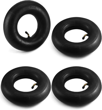 QWORK 4.10/3.50-4 Wheelbarrow Inner Tube, 4 Pack Replacement Inner Tubes, Bent Valve, for Lawn Movers, Hand Trucks