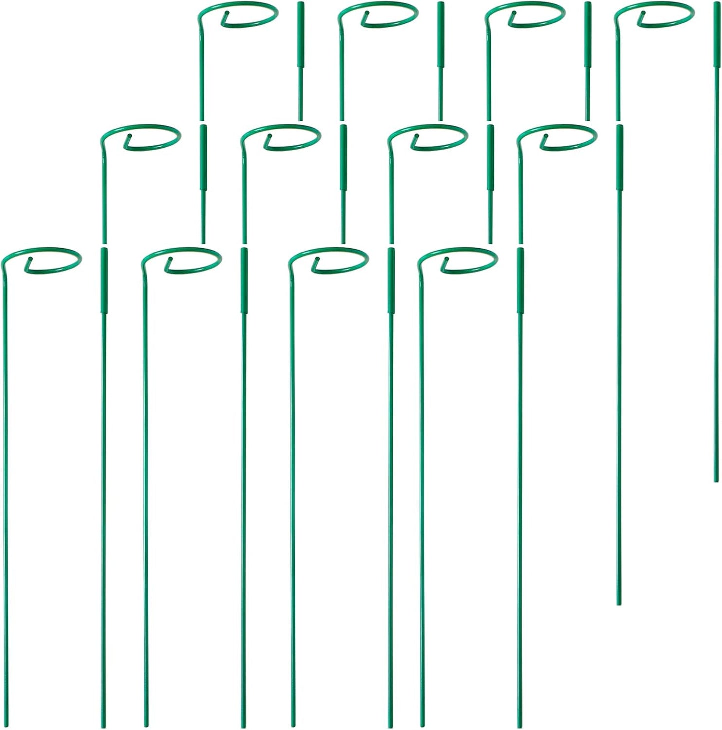 12 Pack Plant Stakes,Plant Support Stakes for Two Sizes(16 or 32 Inches),Plant Stakes for Outdoor Plants,Garden Flower,Tomato(Green)