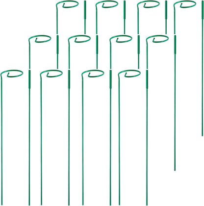 12 Pack Plant Stakes,Plant Support Stakes for Two Sizes(16 or 32 Inches),Plant Stakes for Outdoor Plants,Garden Flower,Tomato(Green)