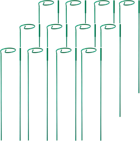 12 Pack Plant Stakes,Plant Support Stakes for Two Sizes(16 or 32 Inches),Plant Stakes for Outdoor Plants,Garden Flower,Tomato(Green)